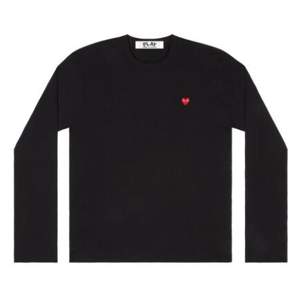 Small Red Heart Long Sleeve Black